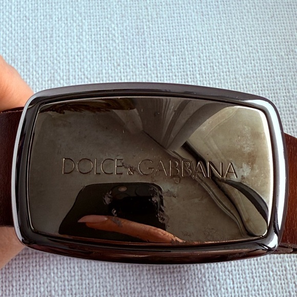 Dolce & Gabbana Brown Leather Belt with Silver Buckle - Picture 2 of 9